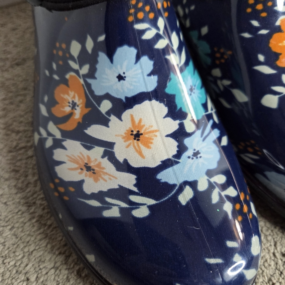 Sloggers Women's Navy Floral Clogs Size 9 - Picture 4 of 9